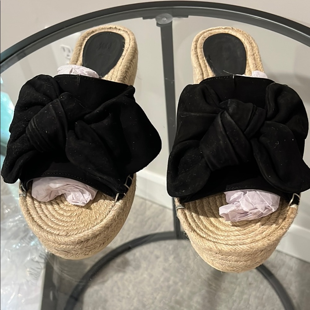 Black Suede Knotted Espadrilles Sandals